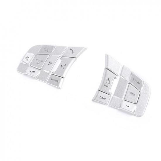 Silver Aluminum Steering Wheel Button Sticker Trim For Jaguar F-PACE 2017-