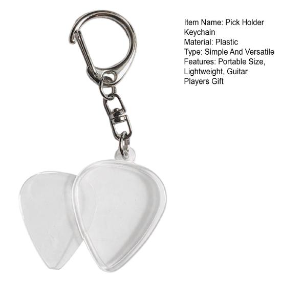 1/2/3Pcs Guitar Pick Holder Keychain Portable Travel Hanging Clear Plastic Pick Storage Case Metal Key Ring Guitarists Guitar Lovers Gift