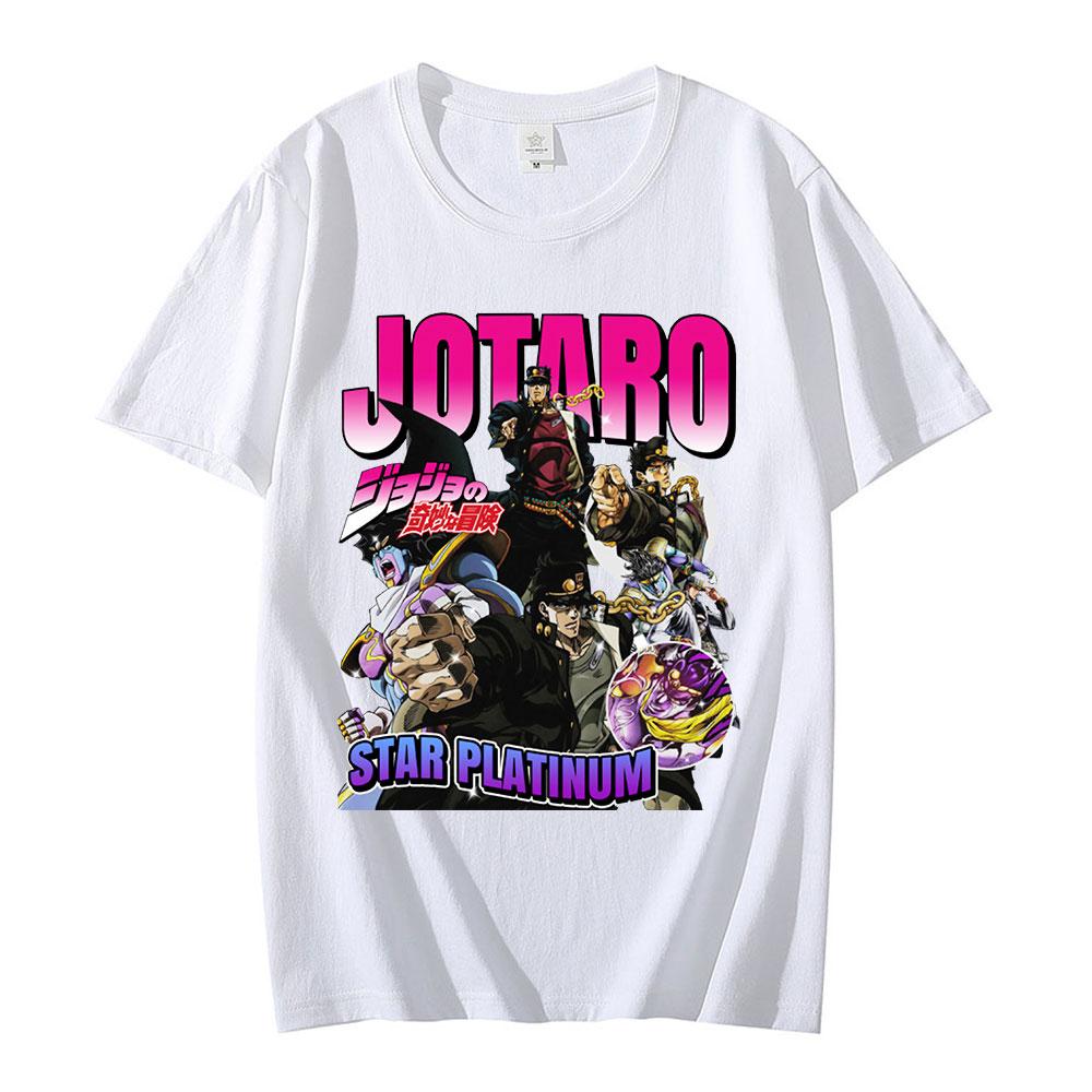 Горячая аниме футболка Jojo Bizarre Adventure Jotaro Star Platinum графический принт с короткими рукавами футболка Harajuku уличная одежда