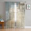 Orange Gray Abstract Oil Painting Texture Sheer Curtains for Living Room Decoration Window Curtain Kitchen Tulle Voile Drapes
