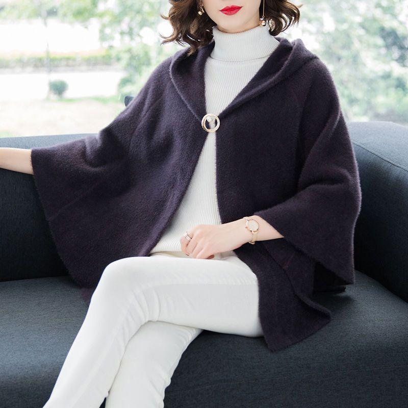 Накидка шаль женская короткая осень и зима толстый кардиган плащ плечо женский вязаный свитер