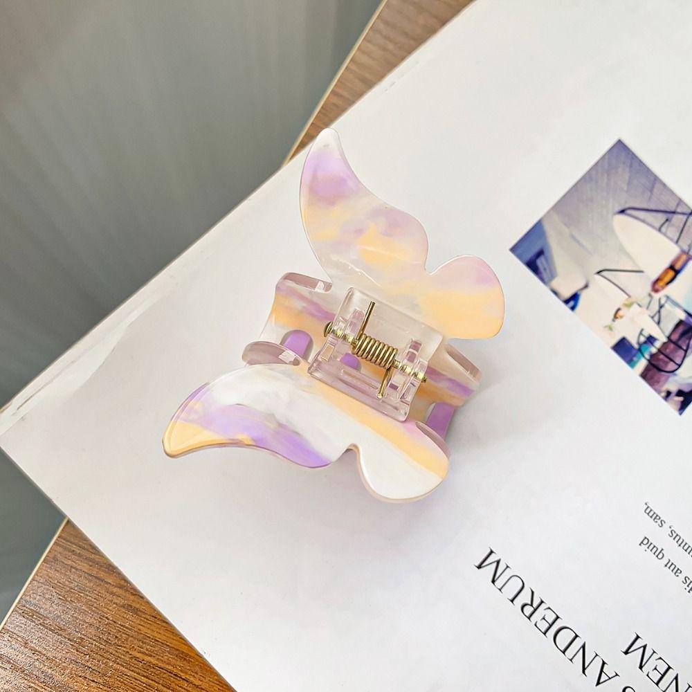 Красочные ретро заколки для волос в виде краба, акриловые милые заколки в виде акулы, элегантные заколки-бабочки, ежедневные