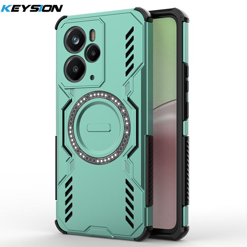 KEYSION Полый чехол для отвода тепла для Realme 14 Pro+ 5G Магнитное охлаждение Ударопрочный чехол для телефона для OPPO Realme 14T 5G 14 5G
