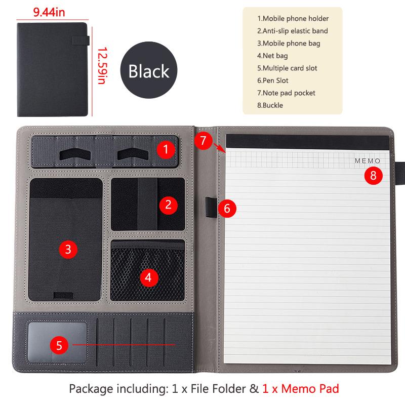 University A4 Leather Padfolio Portfolio Folder Magnetic Clipboard Business Executive Folders Documents Holder Organizer Office