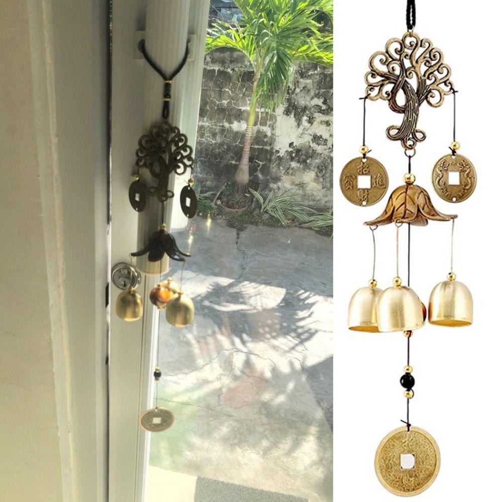 Realistic Metal Money Tree Bell Fortunate Fortune Tree Wind Chimes Bell Courtyard