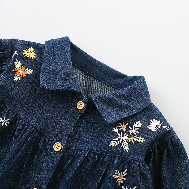 Джинсовое платье для девочек, осень и зима, новое детское платье для маленьких и средних детей, юбка в стиле вестерн с длинными рукавами для маленьких девочек, детская одежда