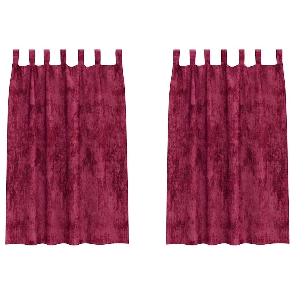 Velvet Curtains with Curtains 2 pcs Burgundy 175 x 140 cm Velvet