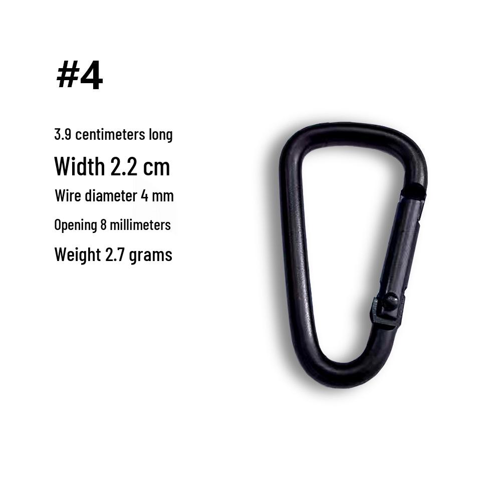 D-образный карабин из алюминиевого сплава с полностью черным электрофоретическим покрытием (Размеры 4-8)