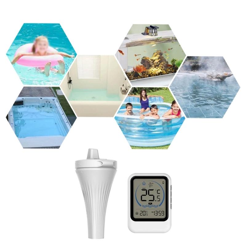 Multiple Sensors Water Temperature Monitor Floating Probes Digital Display High Low Record for Pools Hot Tubs & Fish Tanks