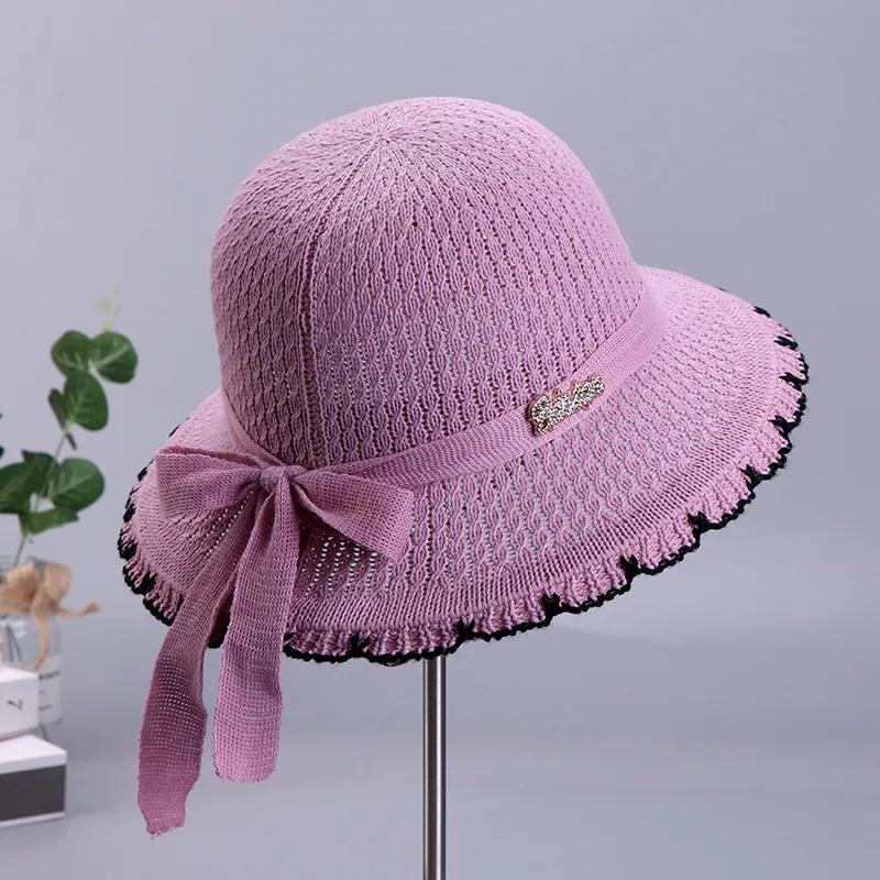 WTEMPO Летние широкополые вязаные шапки с бантом для путешествий на пляж, женские складные однотонные повседневные панамы
