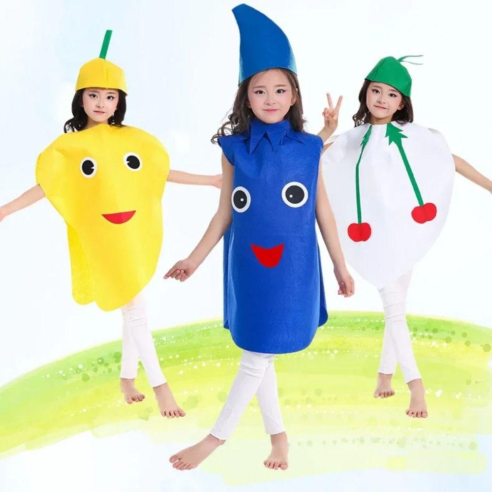 Performance Stage Children Cosplay Costume Pumpkin Cloak Performance Suit Fruit Veggie Costume Boy