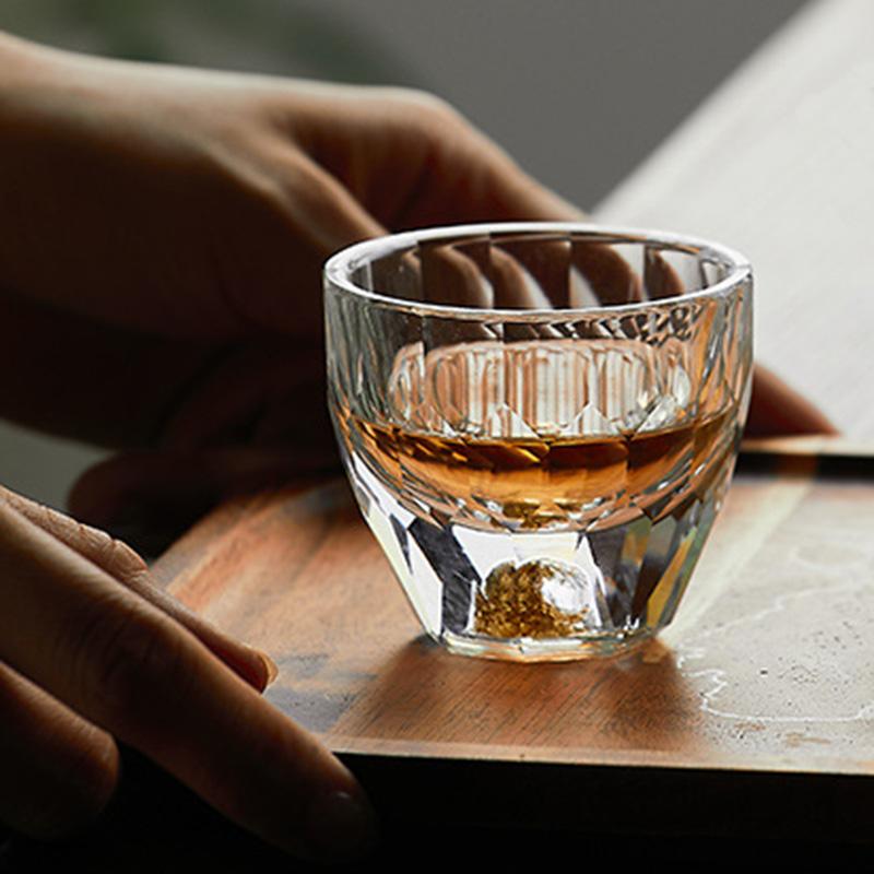 50 мл Роскошный бокал для вина с золотой фольгой Креативные подарки Алмазная живопись Бокал для виски Бокал для бренди Водка Посуда Стеклянный Прозрачный стопка