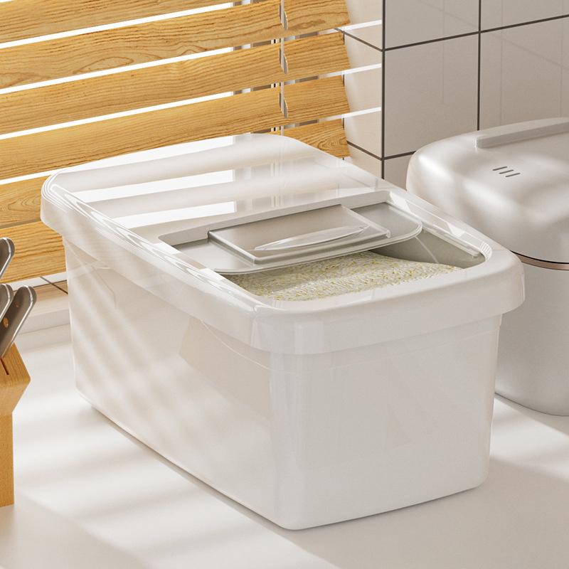 Большая емкость для хранения риса 15 кг с крышкой, утолщенный прозрачный влагонепроницаемый контейнер для хранения с защитой от насекомых