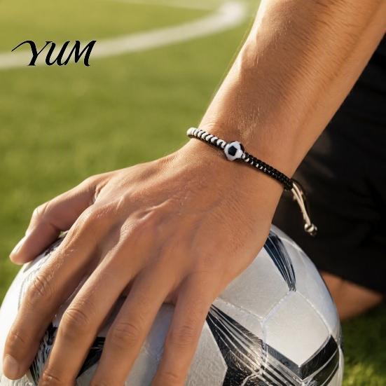 Sporty Daily Wear Accessory Sports Themed Braided Bracelet, Adjustable Hand Woven Rope Wristband with Athletic Gift for Friends Ball Charms,