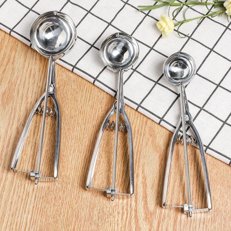 3Stainless steel cookie dough spoon for baking, cookie spoon with trigger release, ice cream spoon, baking fruit cookie spoon, cupcake spoon
