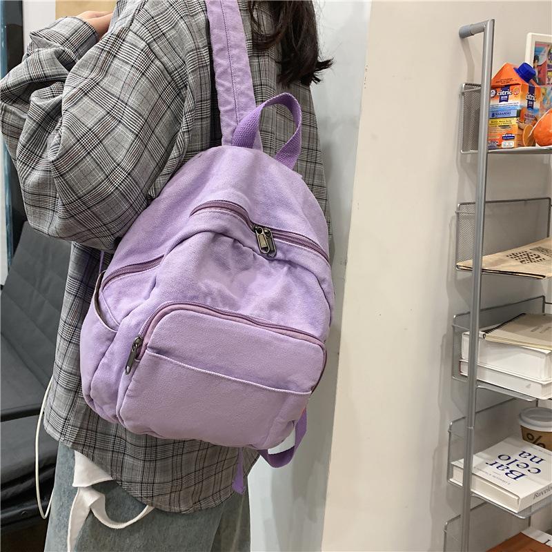 Ins Style Schoolbag Female Simple Japanese and Korean Version Student Retro Washed Canvas Casual Backpack Mori Backpack Female