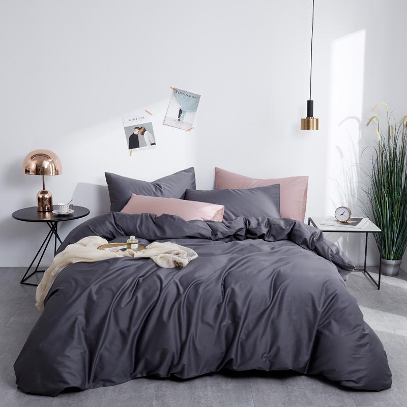 Silky Soft Pure Egyptian Cotton Solid Bedding set Family size Duvet Cover set Bed sheet Pillowcases Twin Queen King Size