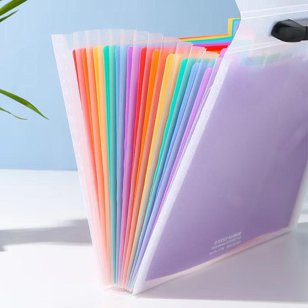 Rainbow Color Test Paper Storage Bag Large Capacity Student Homework Orginizer Office Supplies