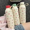 Kawaii Cherry Thermos Bottle With Handle Coffee Cup 500ml Stainless Steel Tumbler Cute Travel Gym Scool Water Bottle For Girl