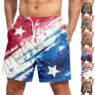 Мужские шорты со шнуровкой и принтом «День независимости» Повседневные брюки