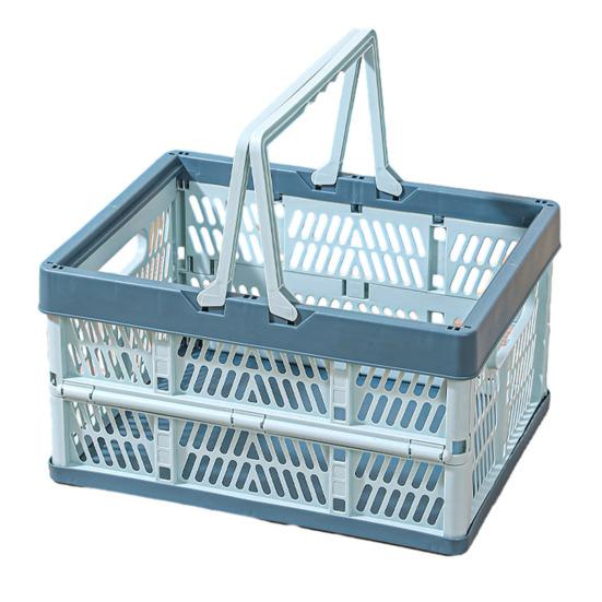 Складной ящик для хранения Пластиковая складная корзина для хранения Большая вместимость Штабелируемый ящик с ручками для офиса Спальни Кухни Игровой комнаты