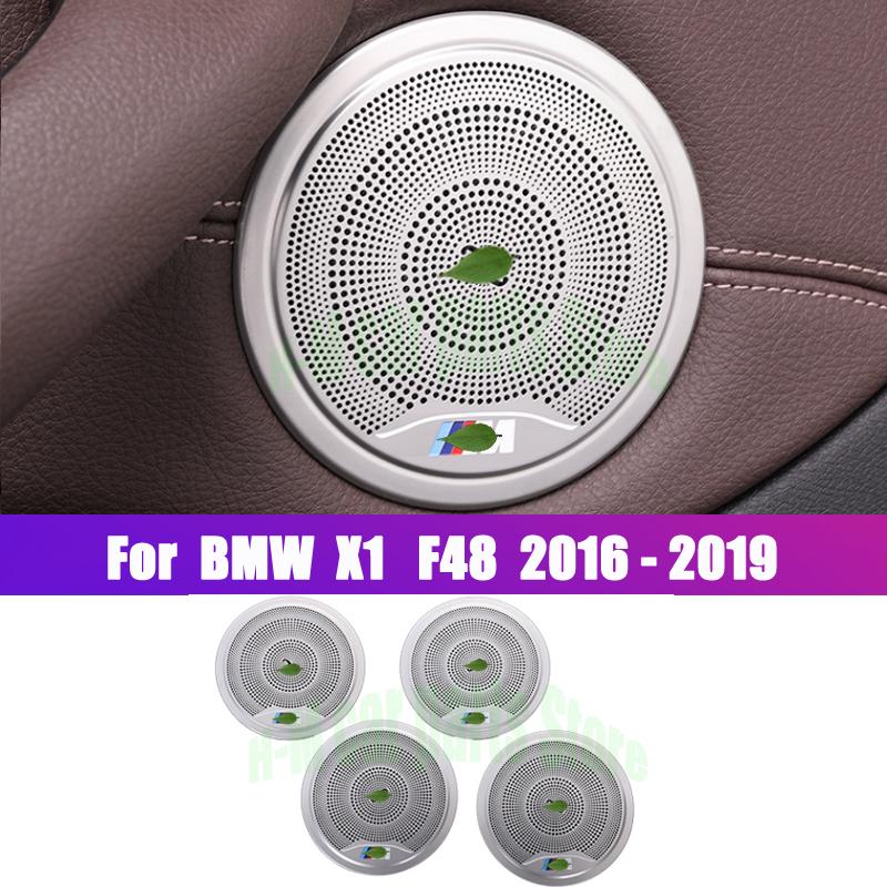 Для BMW X1 F48 2016 черные наклейки из нержавеющей стали для стайлинга автомобиля, дверной динамик, украшение рамы