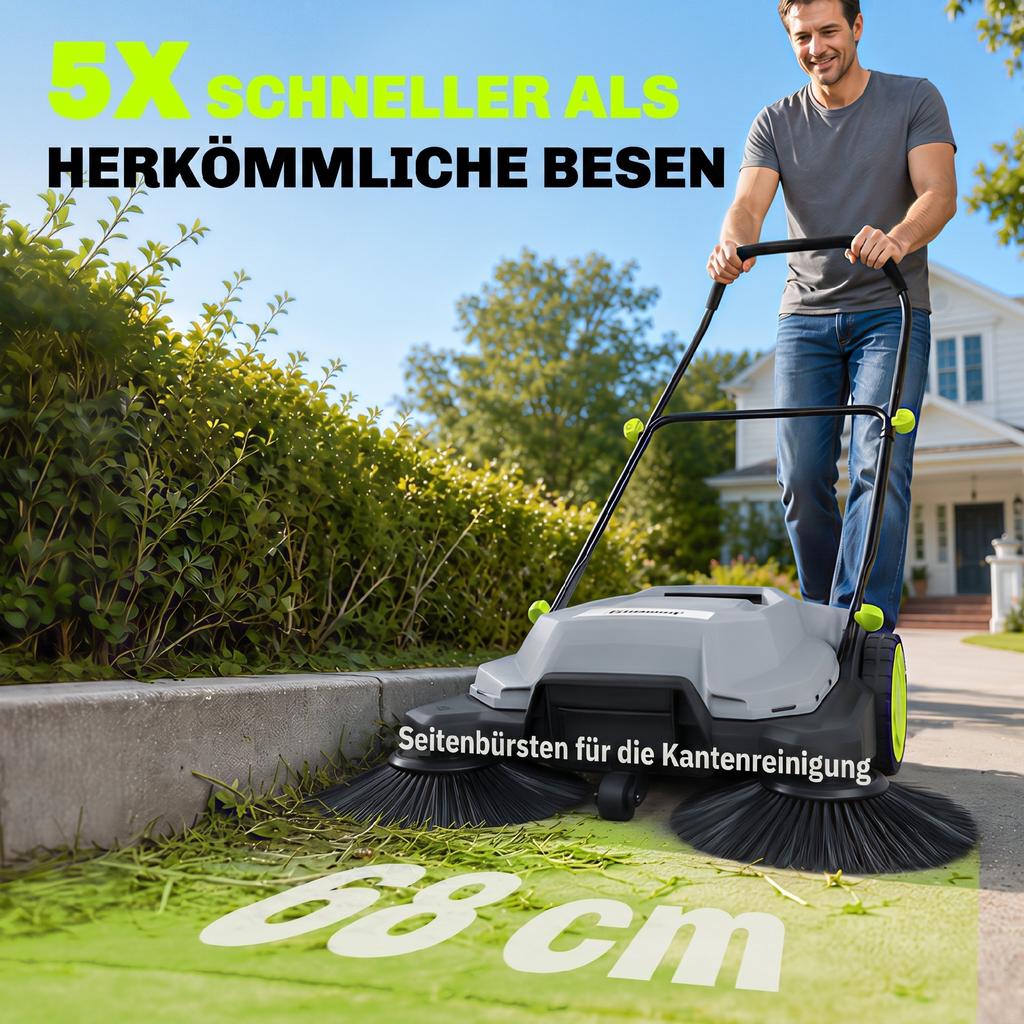 Manual Sweeper 68 cm Sweeping Width 24 L Dirt Container