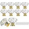 10pcs 30mm Diamond Glass Crystal Drawer Pulls Handles Knobs with Screws for Home Office