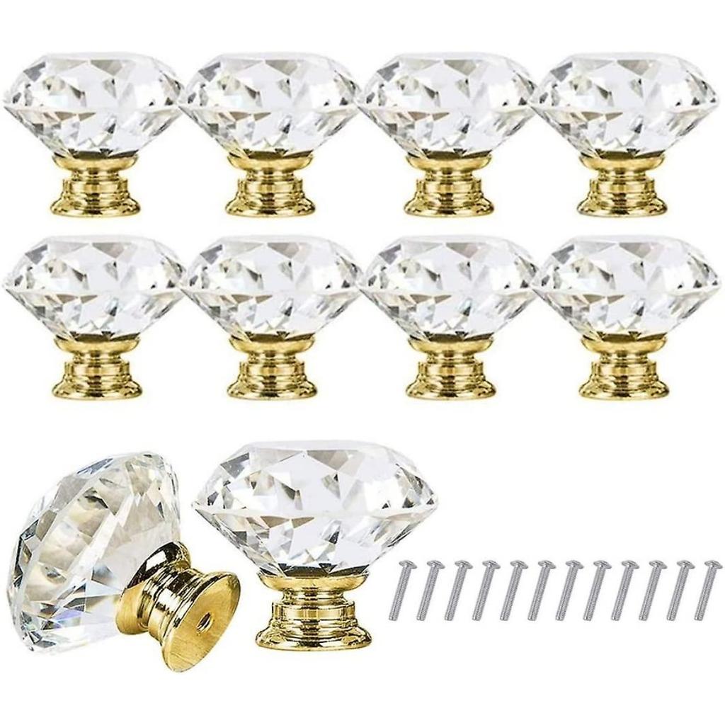 10 шт. 30 мм алмазные стеклянные ручки для ящиков с винтами для домашнего офиса