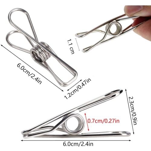 Skroad Clothespins, Rust-Resistant Stainless Steel Windproof Clothespins, 48-Pack, Strong Grip Clothespins for Indoor and Outdoor Use, Clothes Drying