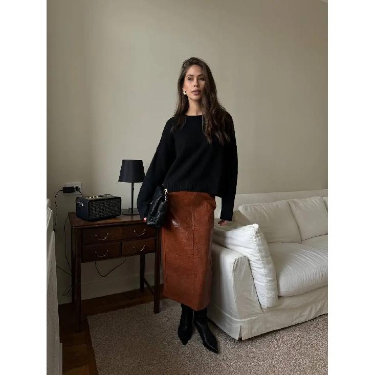 Basic O Neck Basic Sleeve Sweater Women 2025 Oversized Short Knitted Pullovers Female Casual Thick Warm Soft Tops