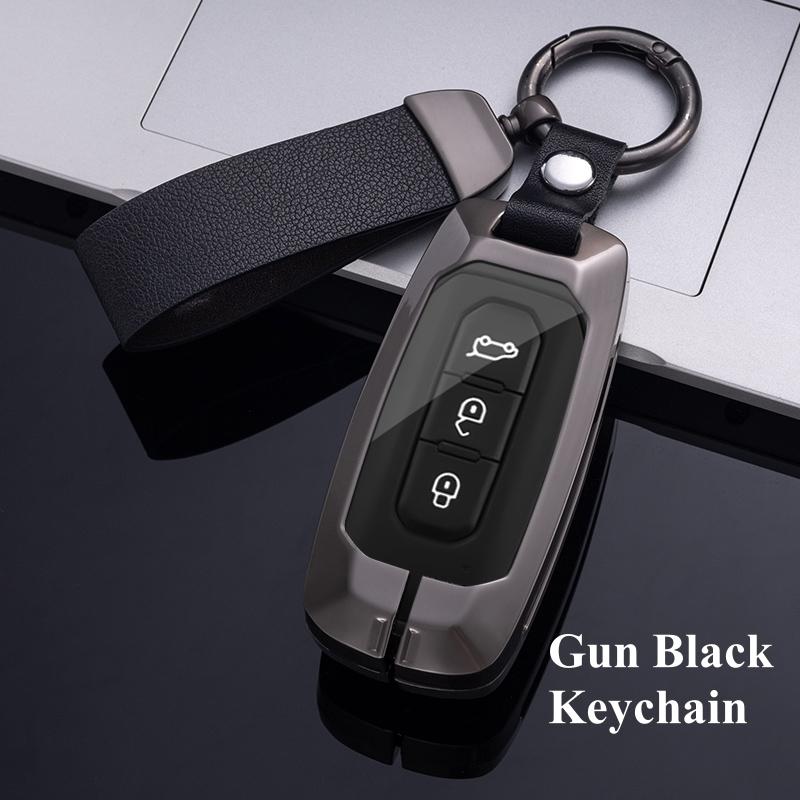 3 Buttons Metal Car Smart Key Cover Case Bag Fob Shell Holder for Ford Territory EV Key Protector Keychain Accessories
