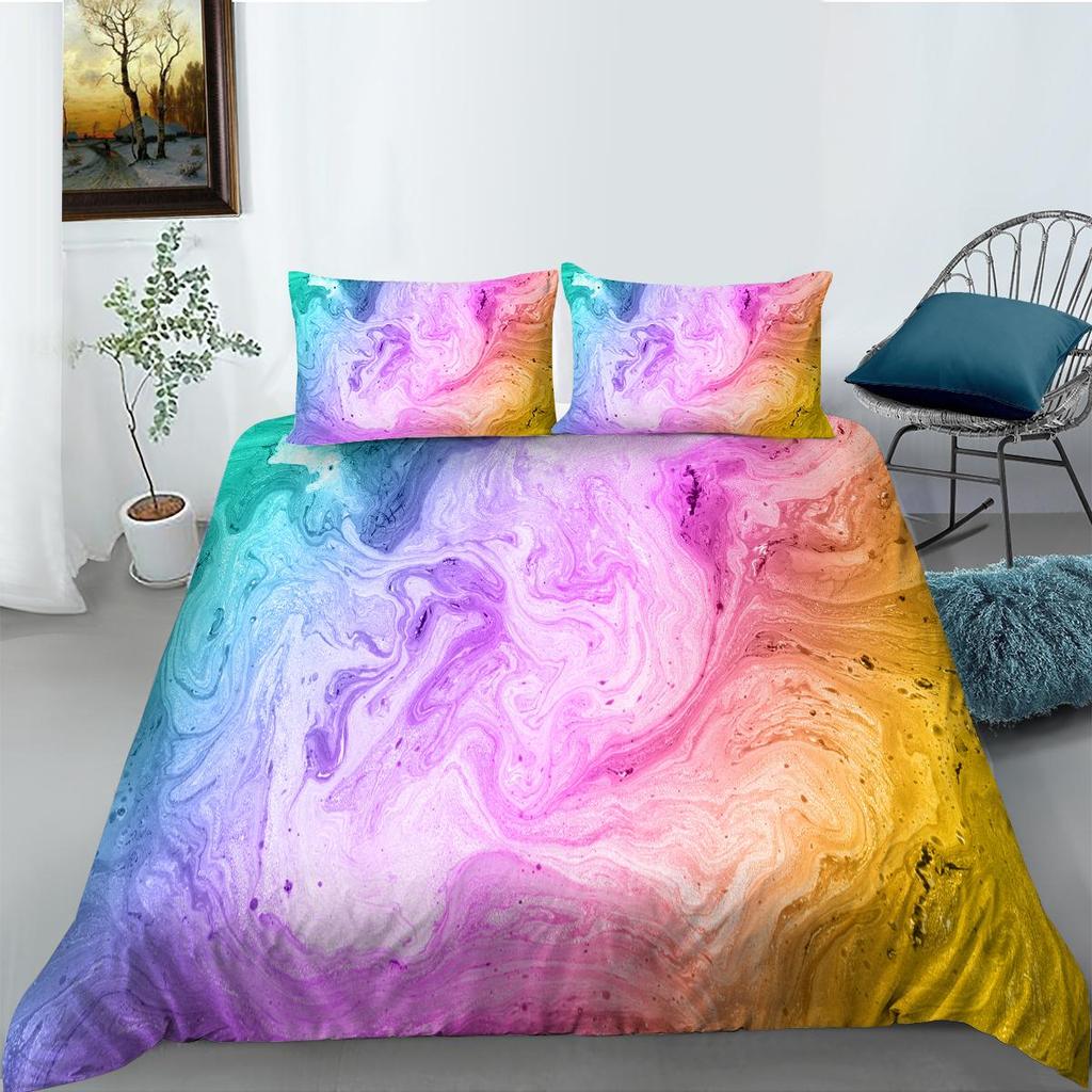 3D Digital Printed Bedding Set Colorful Pattern Duvet Cover Pillowcase AU Extra Large Full Size Bedding Set Home Decoration