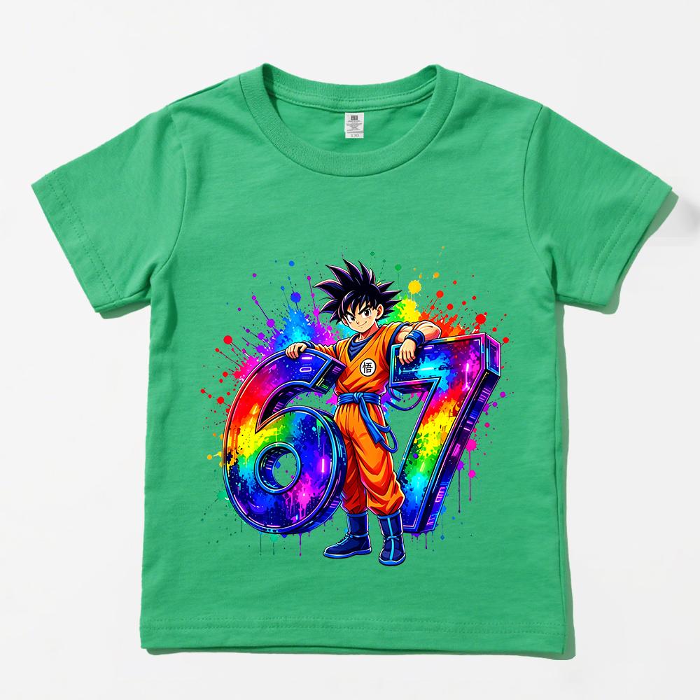 Хлопковая футболка с принтом Dragon Ball Z Сон Гоку 67 Повседневная детская одежда Мальчик Девочка Мягкий дышащий летний топ