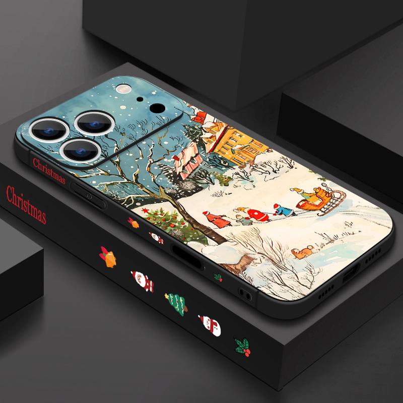 Милый чехол из ТПУ с рисунком Санта-Клауса из мягкого силикона для iPhone 17 Pro Max 16E 16 15 14 13 Pro Max 12 Pro 11 противоударный со шнурком чехол для телефона fundas