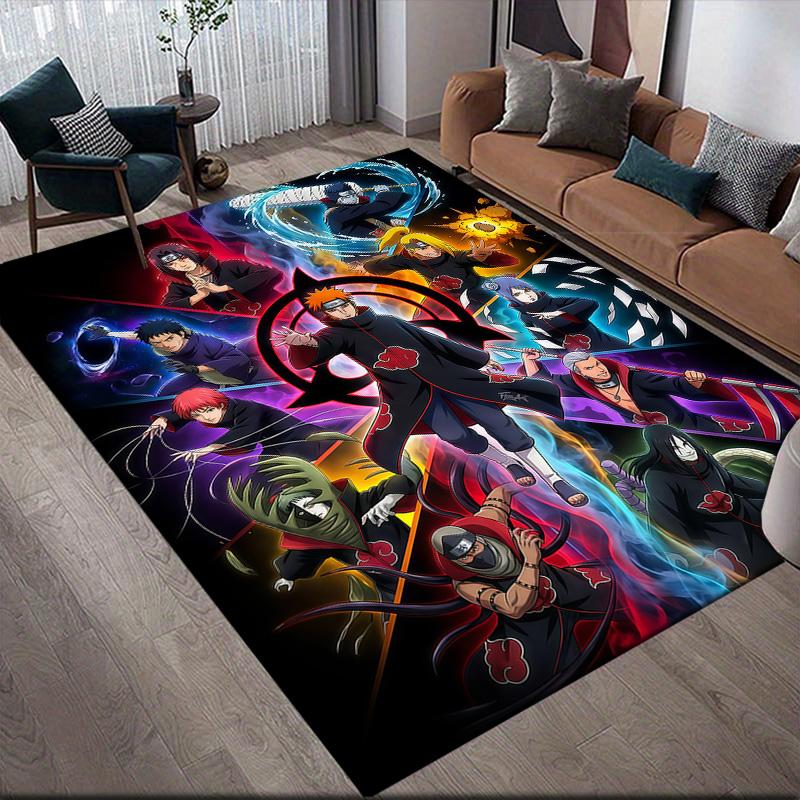 Naruto Konoha Collection Anti-Slip Floor Mat, Rectangular Carpet for Living Room, Sofa & Game Zone