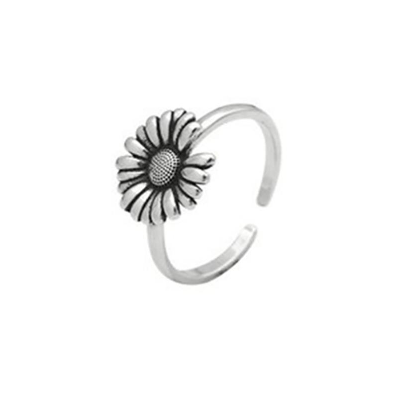 foxanry Minimalist Sunflower Rings for Women Couples Engagement Jewelry New Terndy Party Accessories Gift