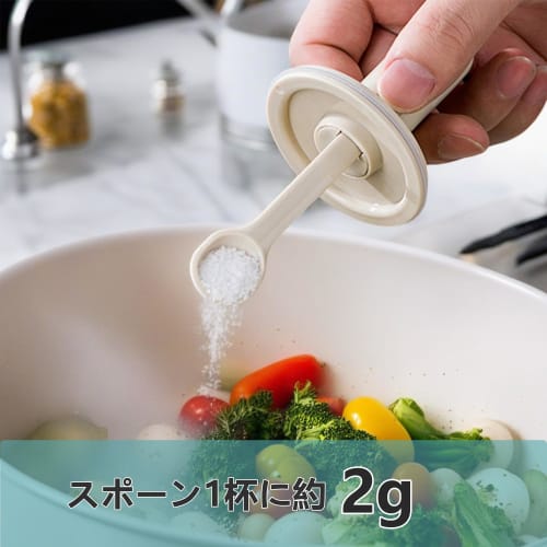 Bunmery 2-Piece Seasoning Pot, 300ml Capacity, with Extendable Spoon, for Salt and Sugar, Spice Storage Container, Kitchen Supplies