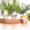 Dollhouse Decor Simulation Animal Model Cartoon Cat Figurine With Bowknot Mini Kitten Statue