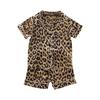 Children's Pajama Set Kids Shirt and Shorts Two-piece Set Summer Leopard Print Imitation Silk Short Sleeve Sleepwear