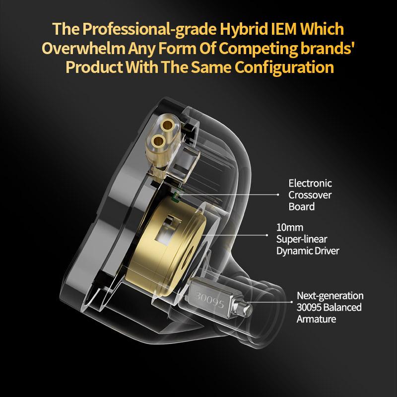 KZ ZSN Pro 2 Audiophile IEM 1BA+1DD Hybrid Soundstage Noise Reduction Monitor Earbuds