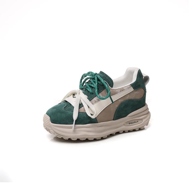 Fujin 8cm Chunky Sneaker Ergonomic Suede Genuine Leather Comfy Leisure Loafer Ethnic Autumn Soft Flats Vulcanize Shoes Woman