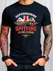 Мужская винтажная британская футболка времен Второй мировой войны со Spitfire Ретро-графика Военная авиация Хлопковая рубашка Тематические мероприятия Летний топ