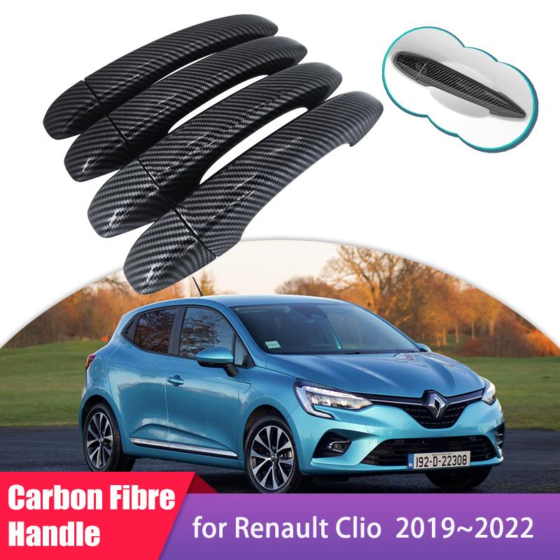 Carbon Fiber Door Handle Cover for Renault Clio Lutecia 5 V MK5 BF Car Protection Accessories Style Stickers