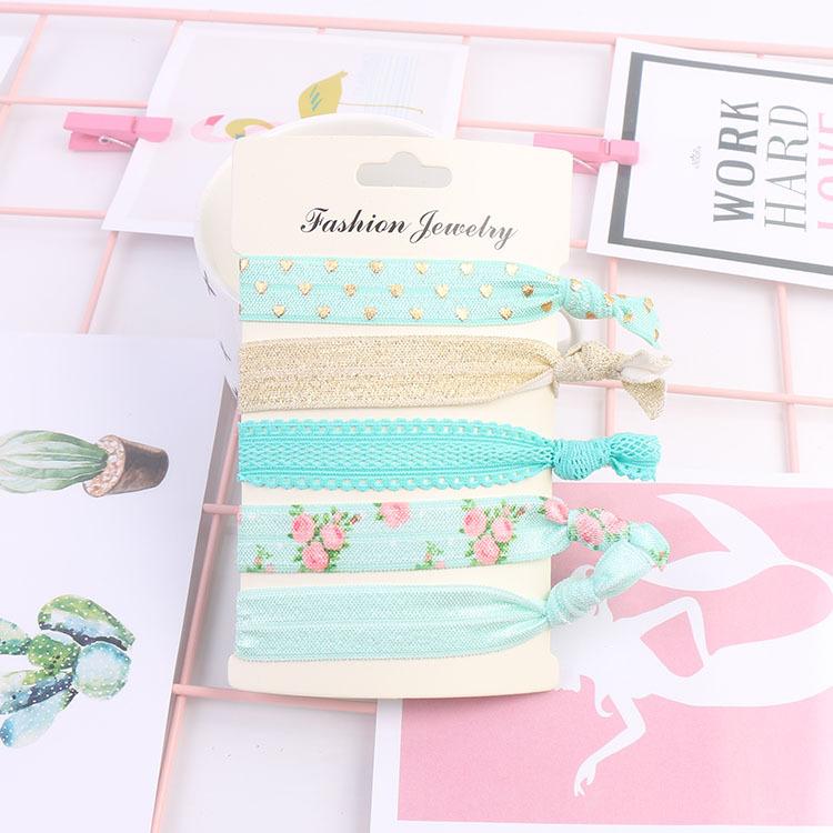 Korean Stylish Sweet Hair Bands Girls Knotted Elastic Soft Fabric Hair Tie Beach Tree Flower Fruit Heart Dotted Hair Ornament Gi