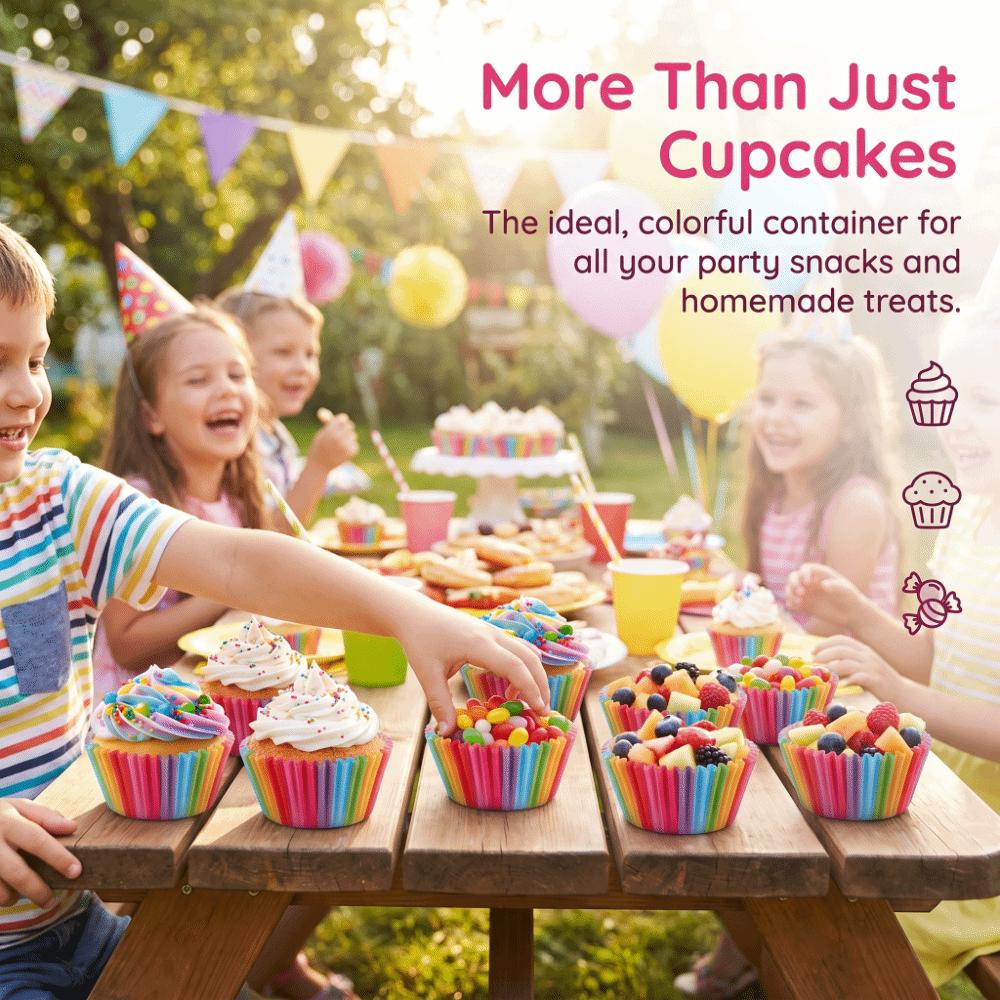 Rainbow Color Colorful Cupcake Liners Greaseproof Nonstick Cake Molds Cake Baking