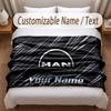 MAN Truck Printed Flannel Blanket Custom Name Text Soft Warm Throw For Bedroom Holiday Gift