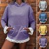 Women's Oversized Lace Trim Hoodie Fall Casual Long Sleeve Sweatshirt Loose Pullover Tops with Pocket