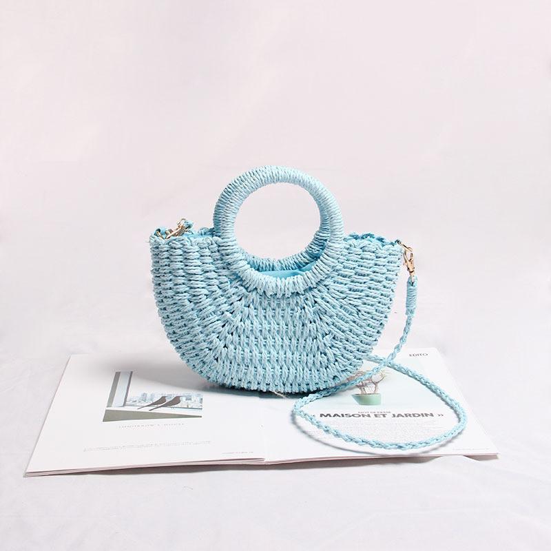 IELGY mini messenger woven bag, cute portable, summer seaside vacation beach bag