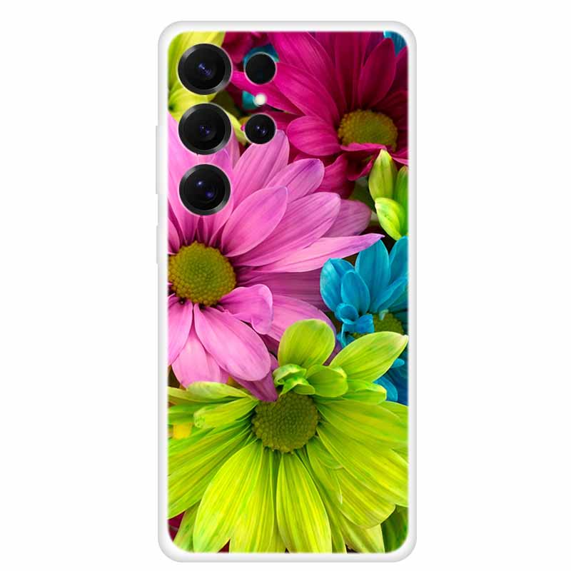 For Samsung Galaxy S26 Ultra Clear Funda Soft TPU Silicone Phone Case S 26 Ultra Cover Transparent Bumper Fashion Flower Lovely